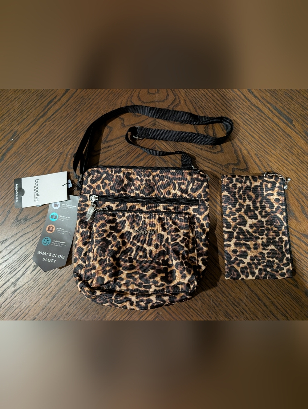 Baggallini Leopard-Print Crossbody with Matching Wallet - Brown/Black